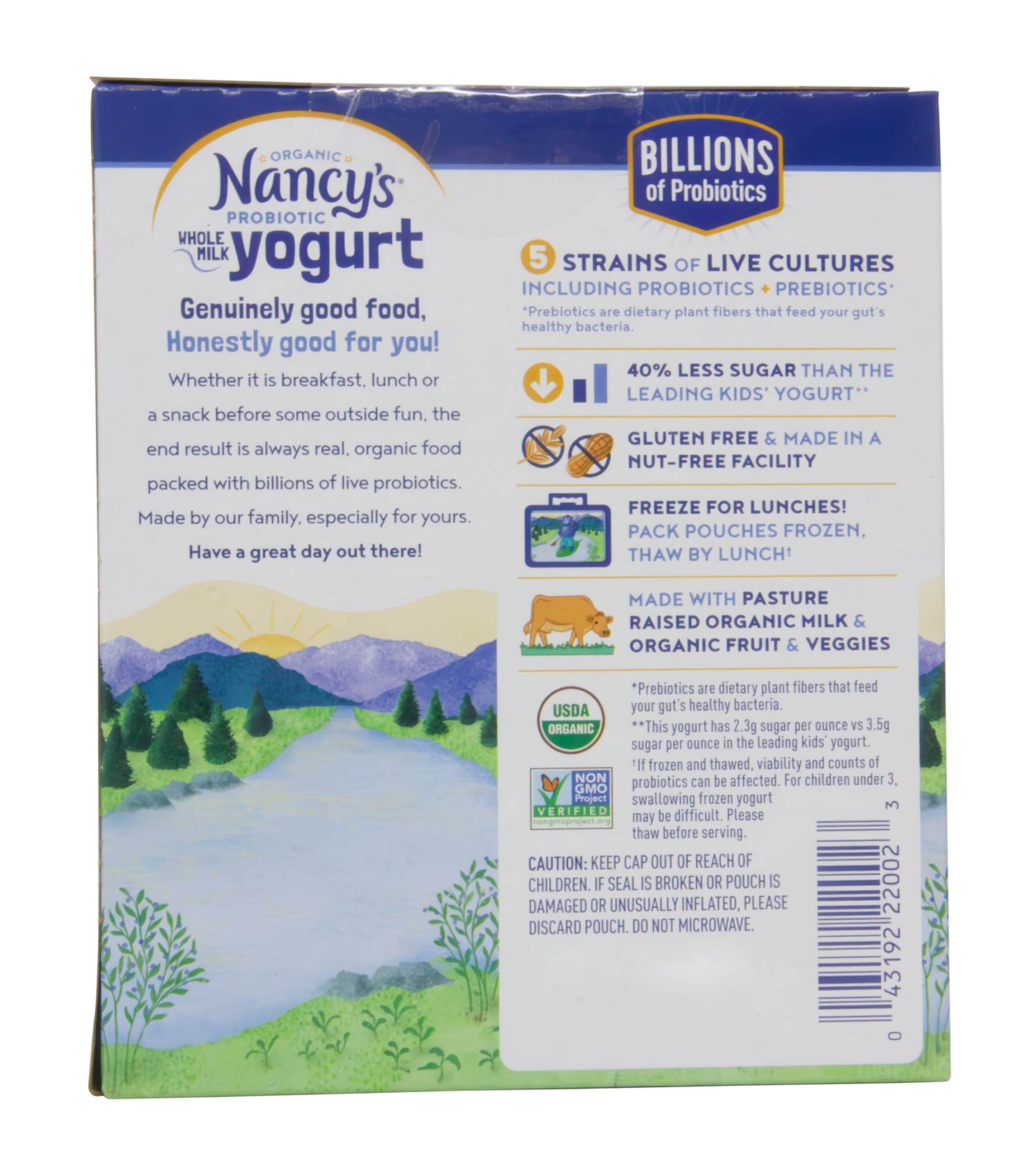 Yogurt Pouch, Whole Milk, Blueberry Spinach, Organic