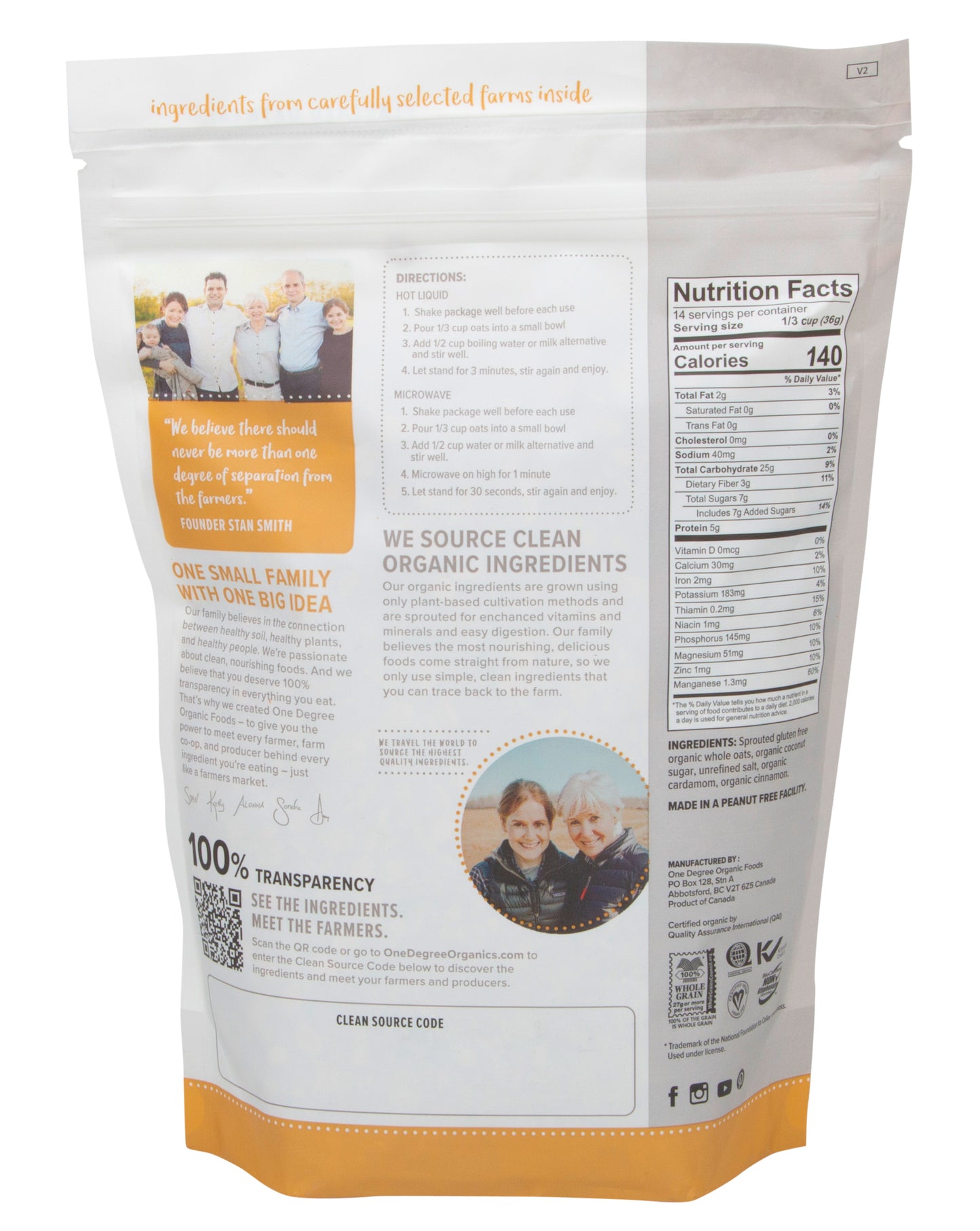 Instant Oatmeal, Sprouted Coconut Sugar & Spice