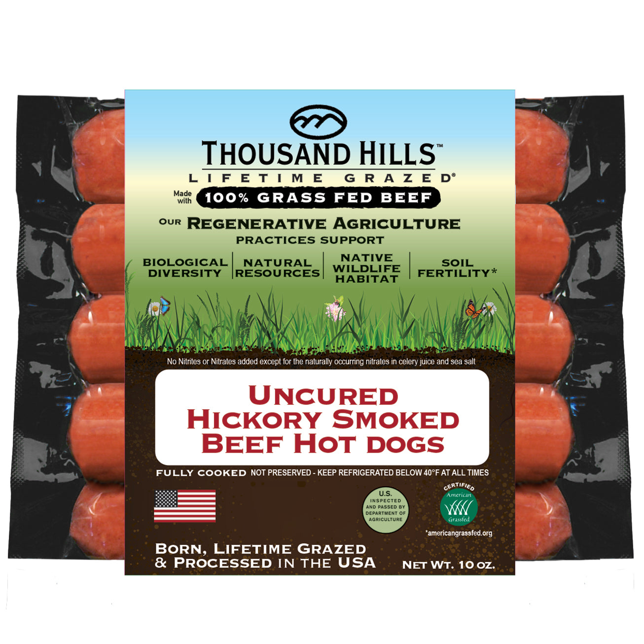 Hot Dogs, Beef, Uncured, Frozen, Grass-Fed