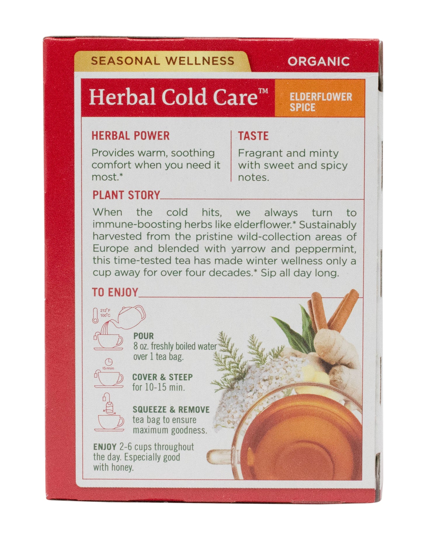 Herbal Cold Care Tea, Elderflower Spice, Organic