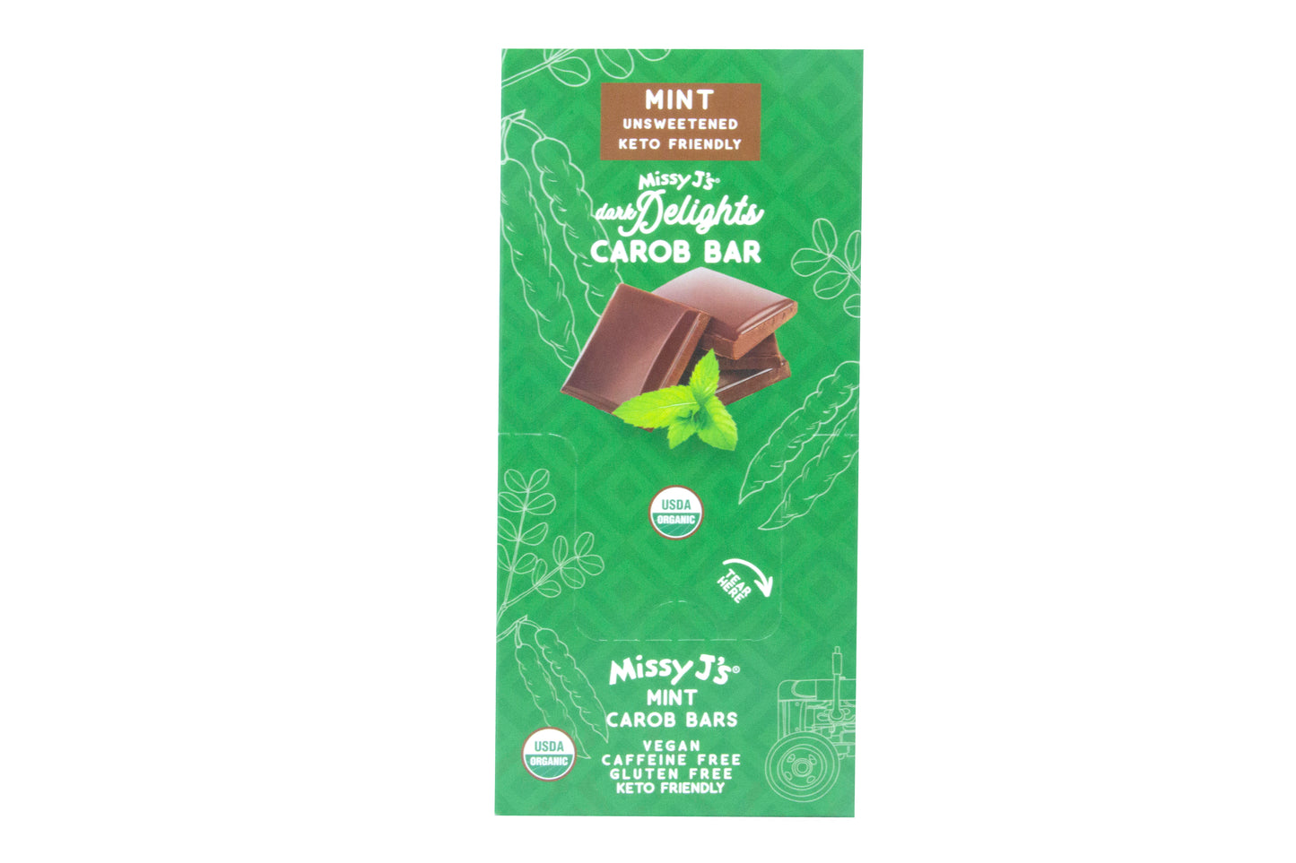 Dark Delight Carob Candy Bar, Unsweetened Mint, Organic