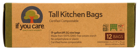 Trash Bags, Compostable, 13 Gallon