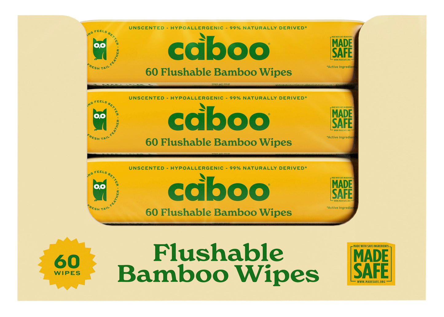 Flushable Wipes, Bamboo, Unscented, Hypoallergenic
