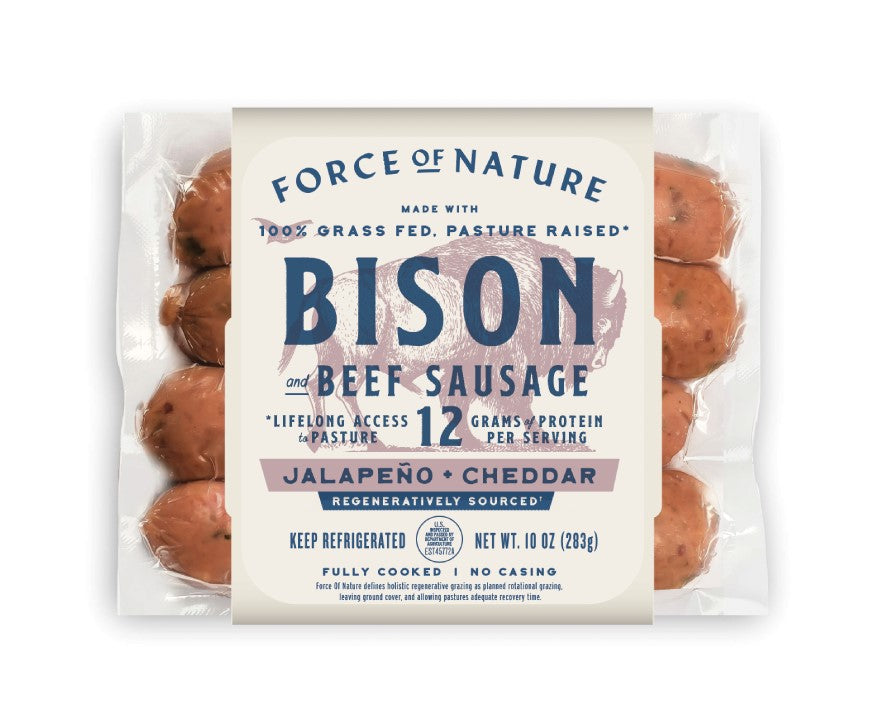 Bison Sausage Links, Jalapeno, Cheddar, Grass-Fed, Frozen