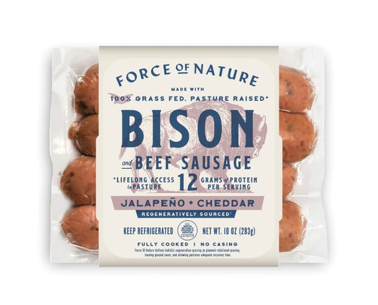 Bison Sausage Links, Jalapeno, Cheddar, Grass-Fed, Frozen