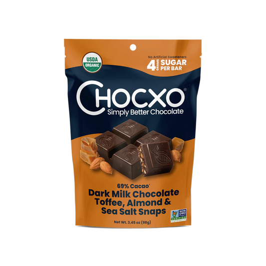 Dark Milk Chocolate Snaps, Toffee-Almond & Sea Salt, Organic