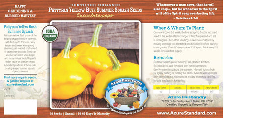 Pattypan Yellow Bush Summer Squash Seed, Organic