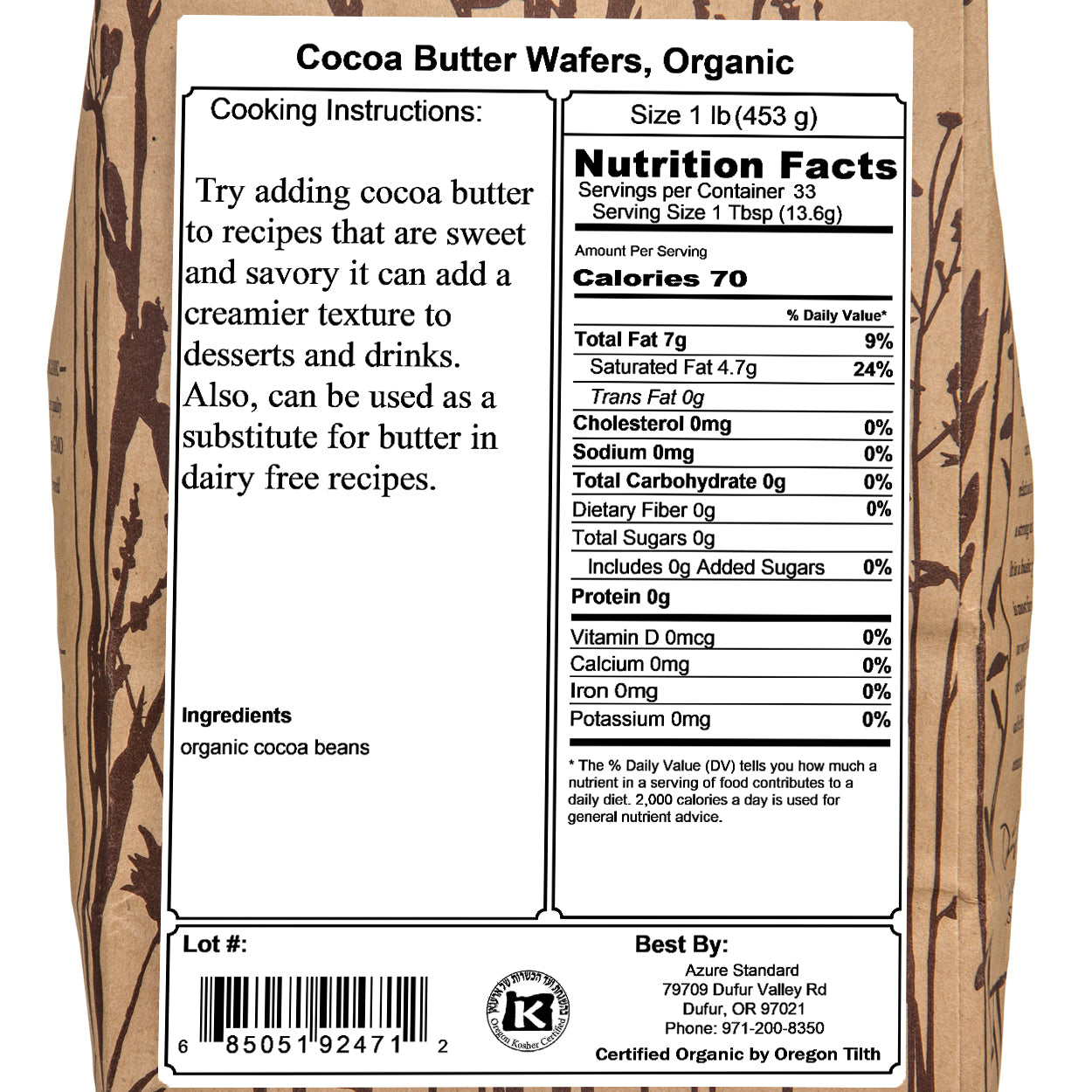 Cocoa Butter Wafers, Organic