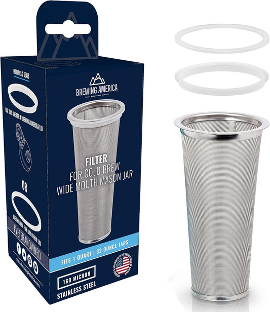 Cold Brew Coffee Filter, Stainless Steel, 1 Quart, Wide mouth