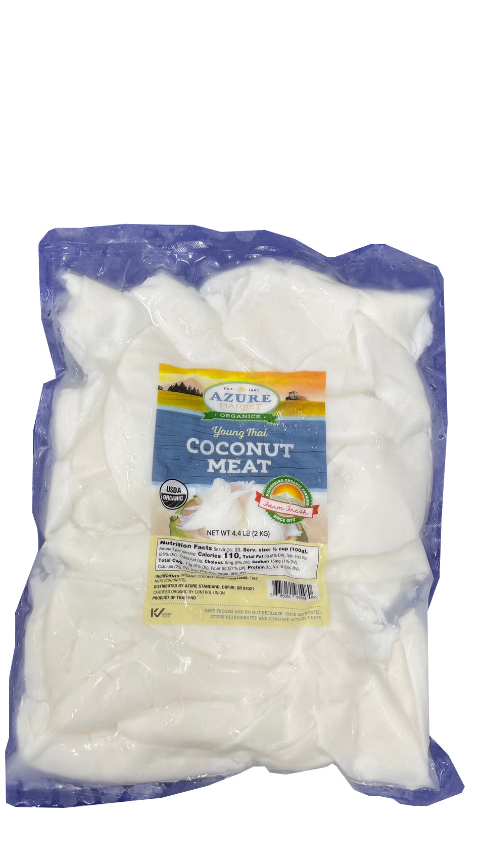 Coconut Meat, Young Thai, Frozen, Organic