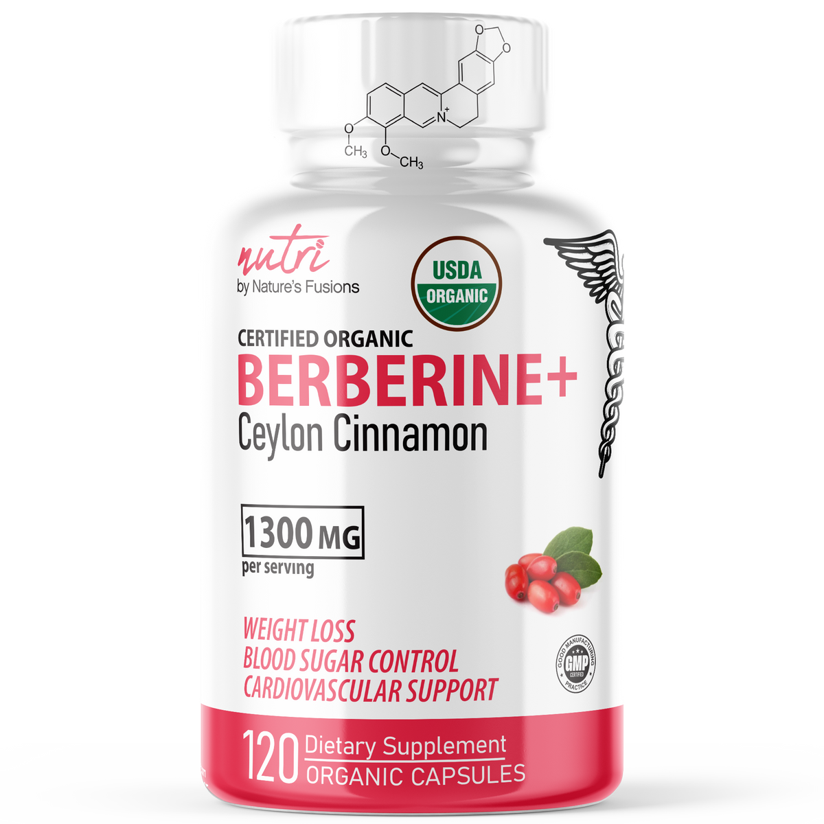 Berberine+ With Ceylon Cinnamon, 1300mg, Organic