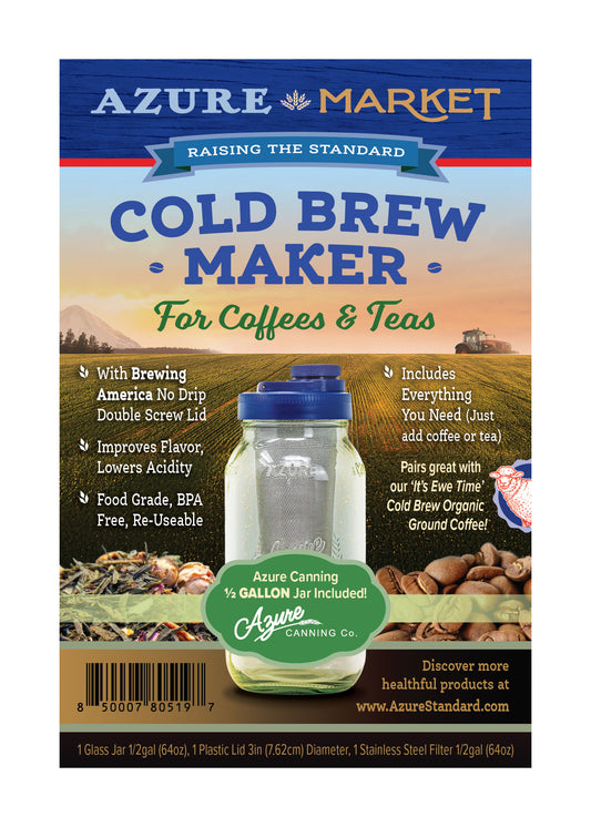 Cold Brew Coffee Maker Kit, 1/2 Gallon Jar, Wide Mouth, Blue