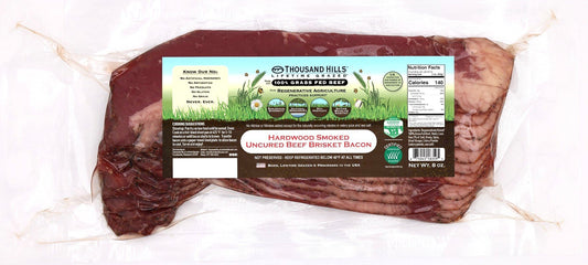 Bacon, Beef Brisket, Hardwood Smoked, Grass-Fed, Frozen