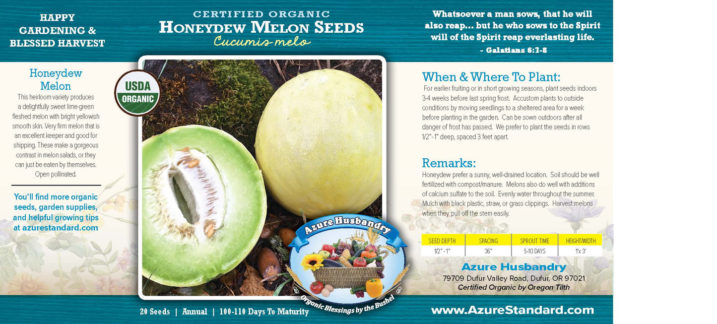 Honeydew Melon Seed, Organic