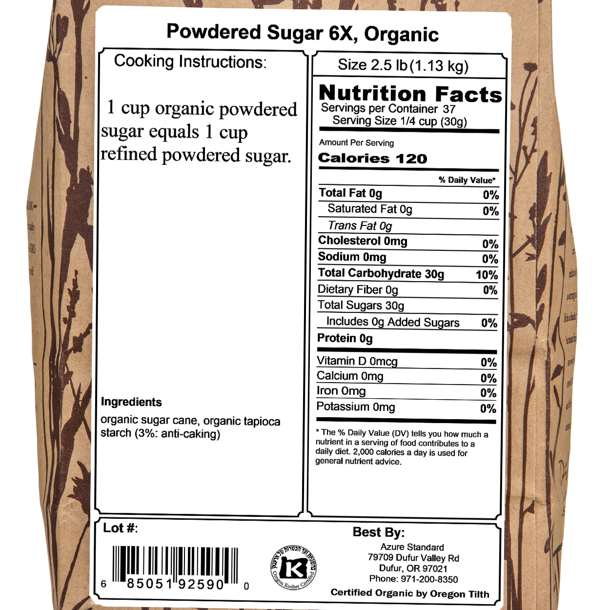 Powdered Sugar 6X, Organic