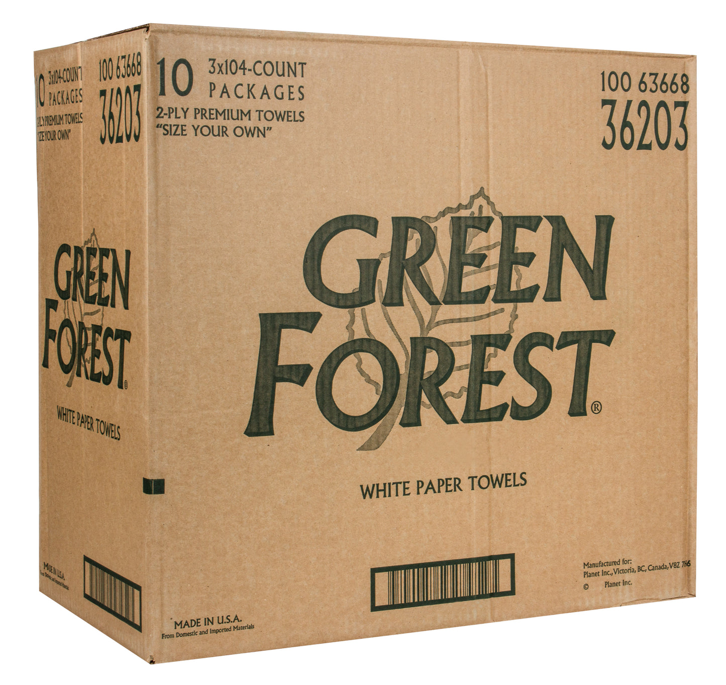 Paper Towel, 2-Ply, White, (3 Roll/Pack), Recycled