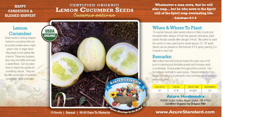 Lemon Cucumber Seed, Organic