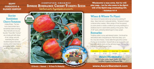 Sunrise Bumblebee Cherry Tomato Seed, Organic