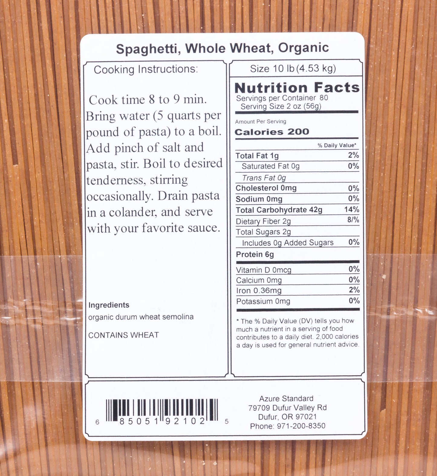 Spaghetti, Whole Wheat Pasta, Organic