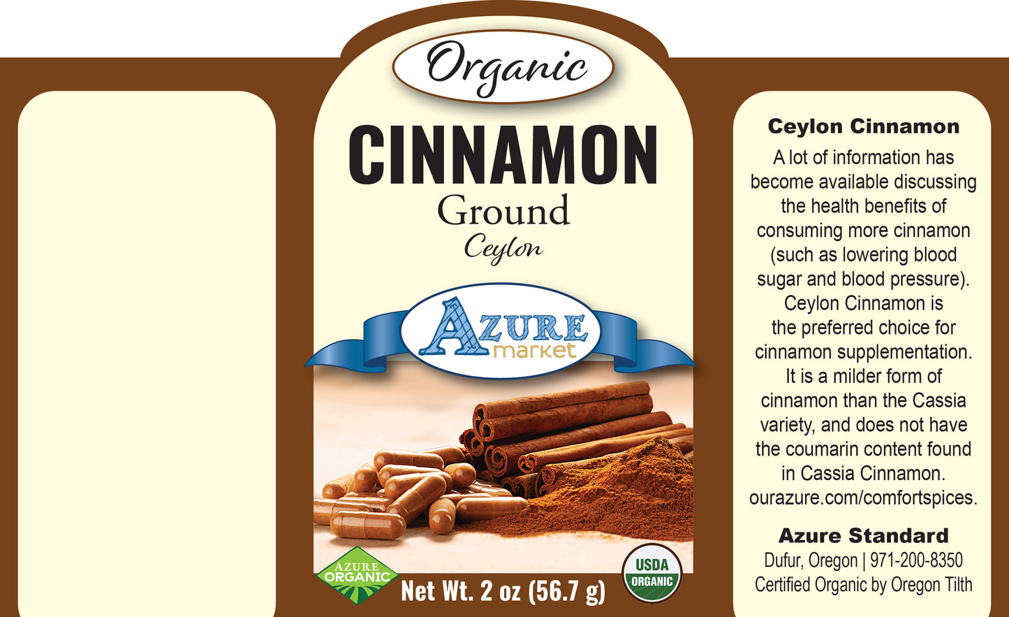 Cinnamon Ground, Ceylon, Organic