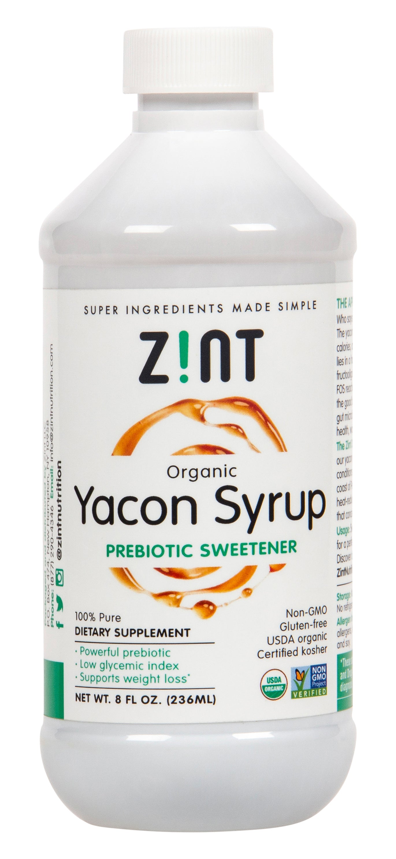 Yacon Syrup, Prebiotic Sweetener, Organic