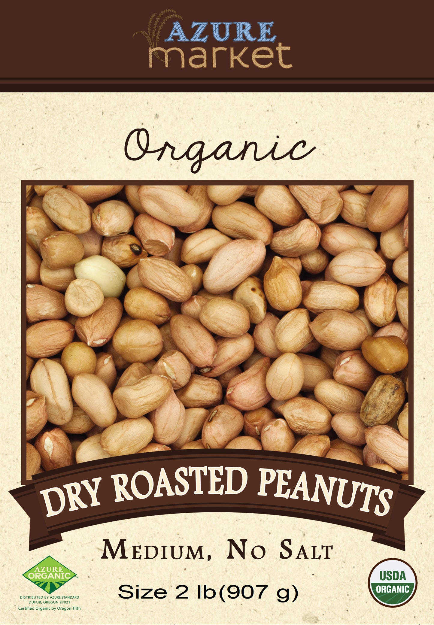 Peanuts, Medium, Dry Roasted, No Salt, Organic