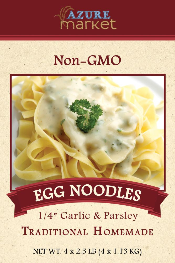 Traditional Homemade Egg Noodles, Medium 1/4 inch, Garlic & Parsley