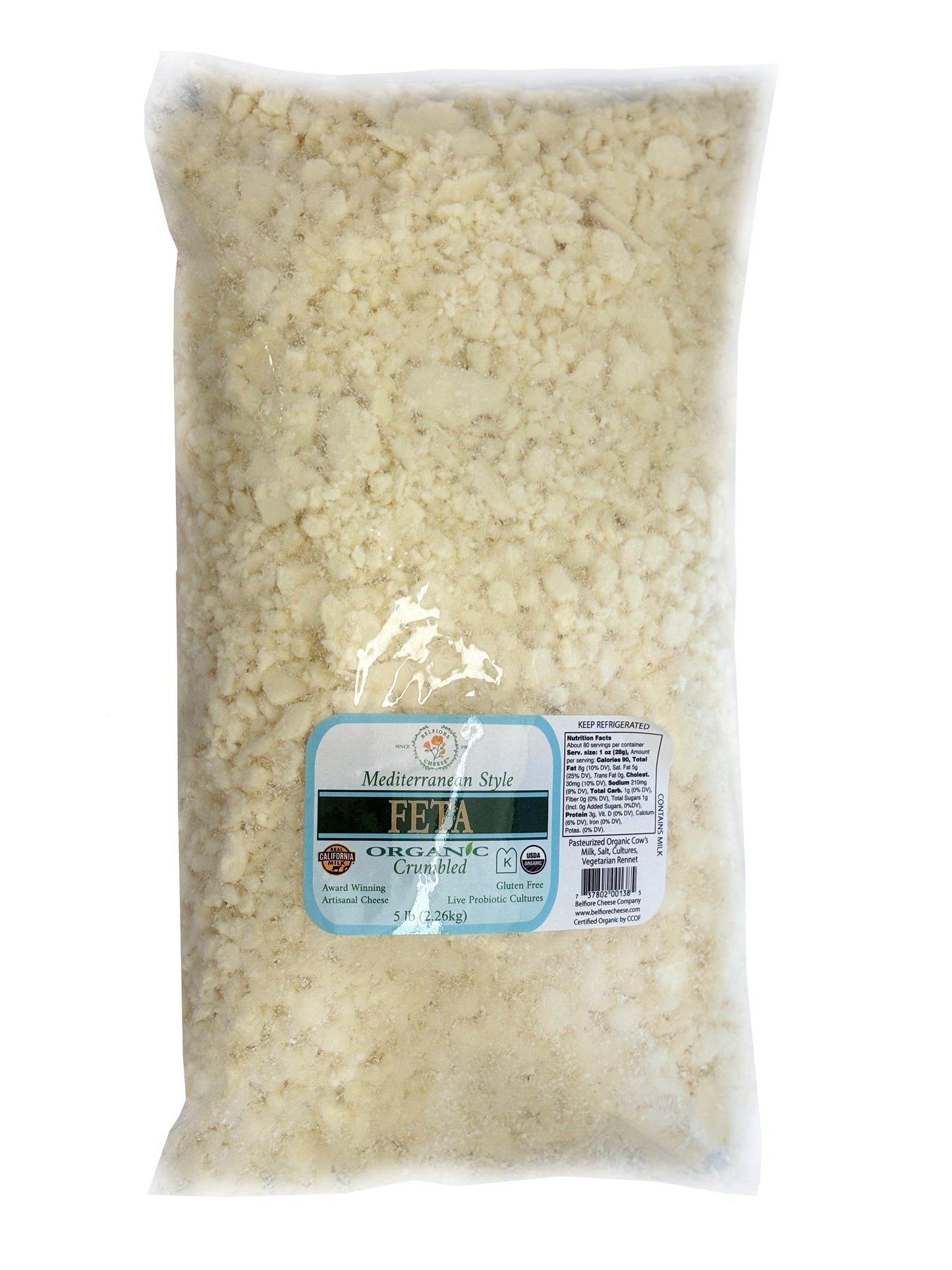 Feta Cheese Crumble, Mediterranean Style, Organic