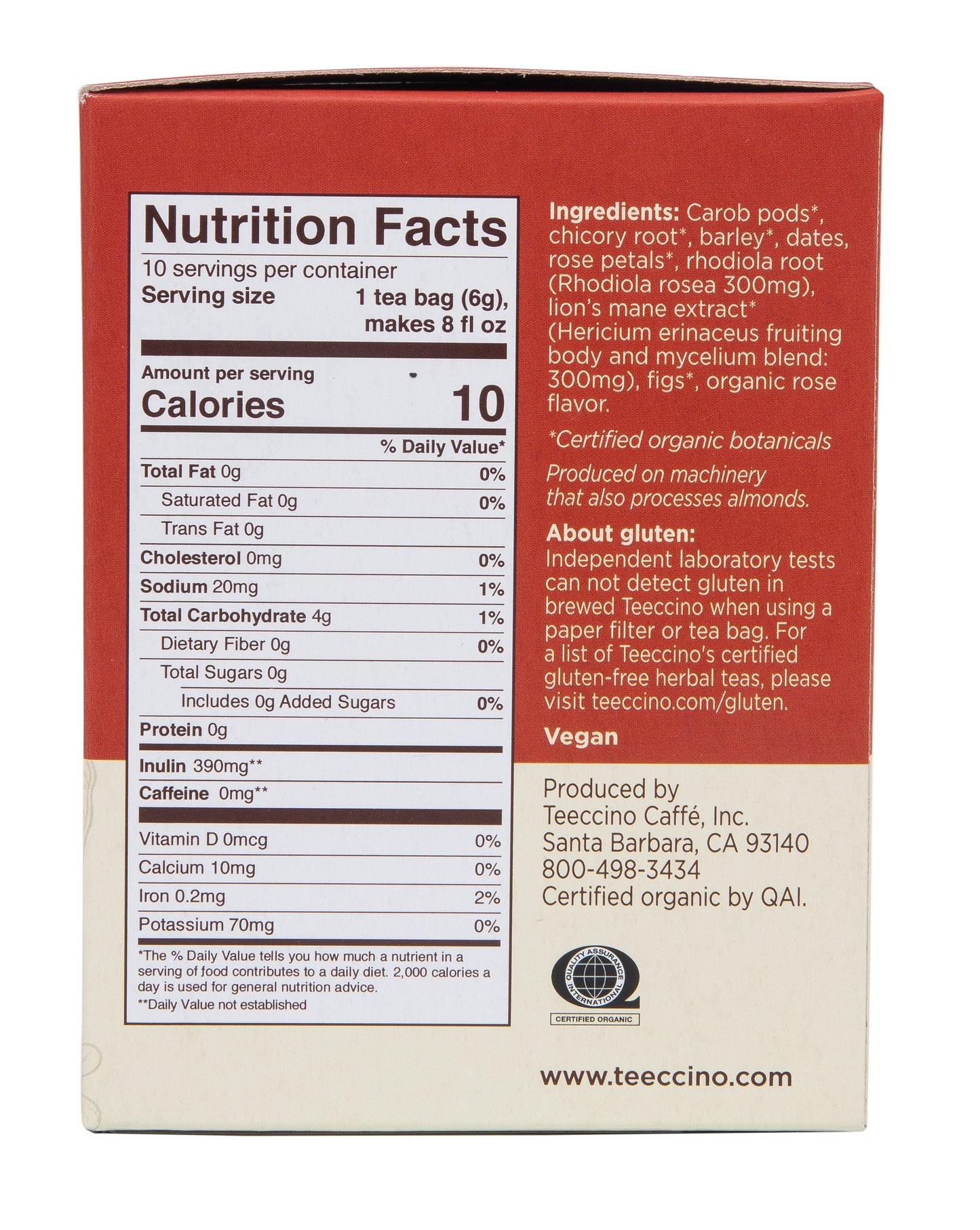 Lion's Mane Rhodiola, Mushroom Herbal Tea