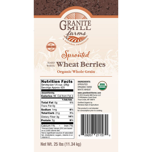 Sprouted Hard White Wheat Berries, Organic