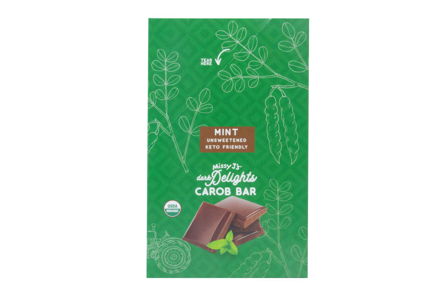 Dark Delight Carob Candy Bar, Unsweetened Mint, Organic