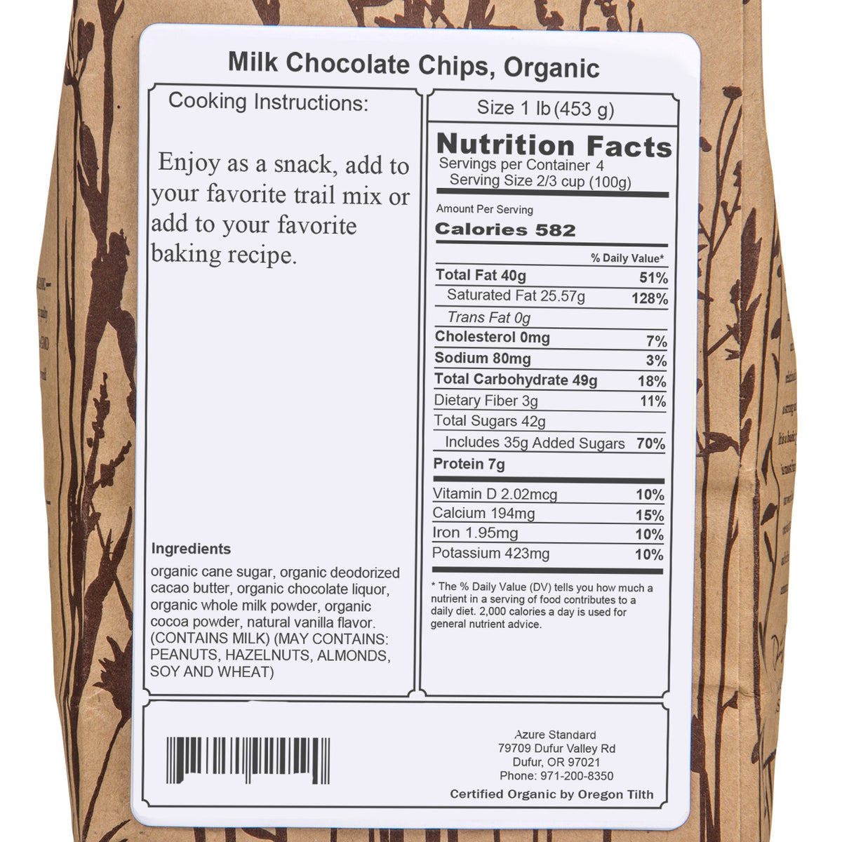 Milk Chocolate Chips, Organic