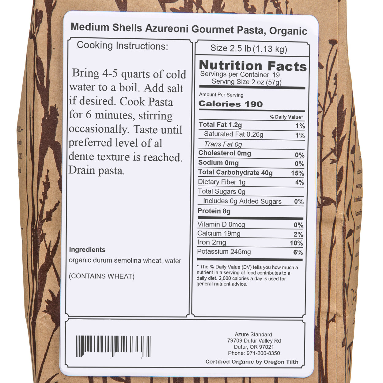 Medium Shells Azuroni Gourmet Pasta, Organic