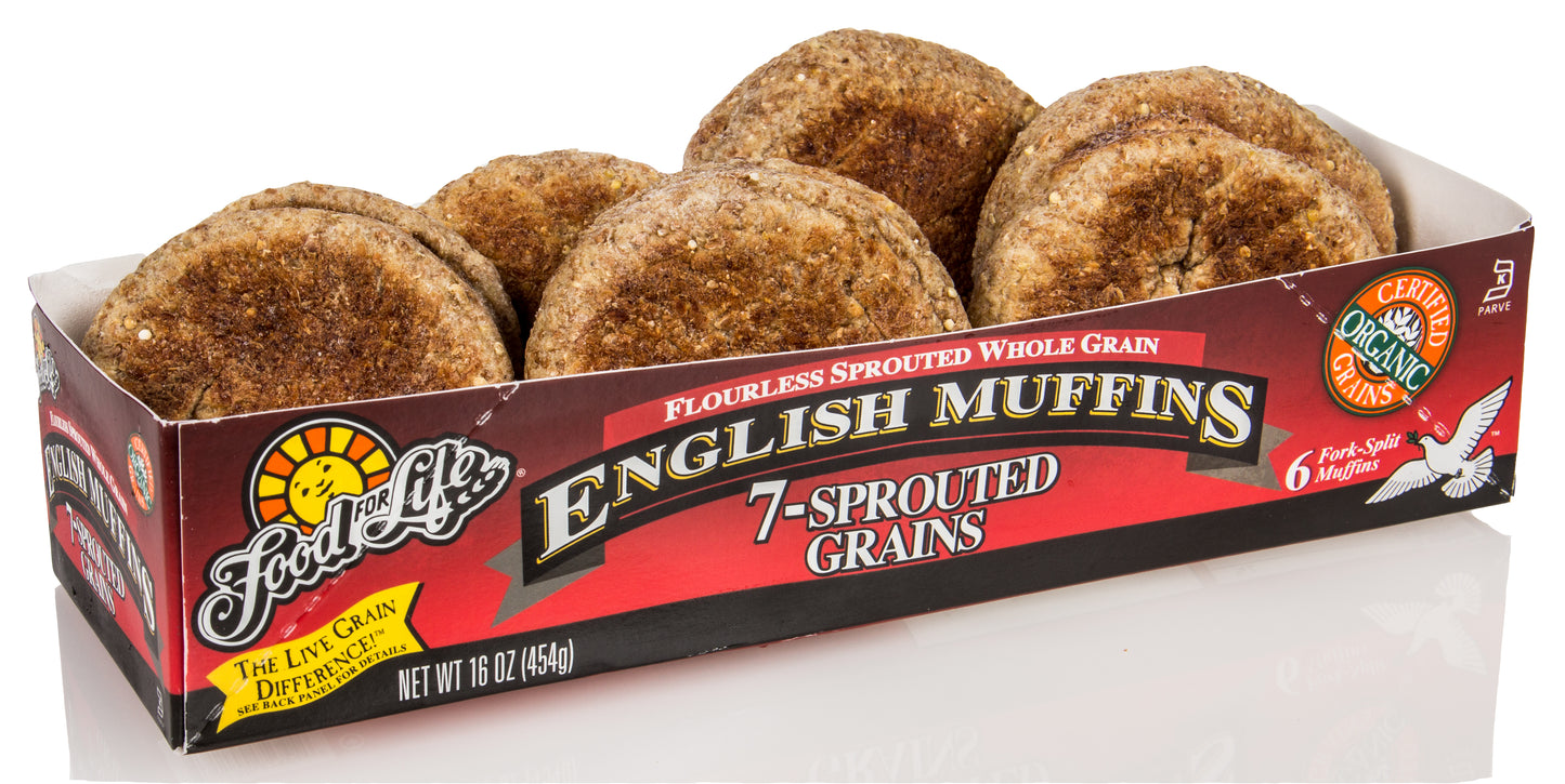 7-Sprouted Grain English Muffins, Frozen, Organic