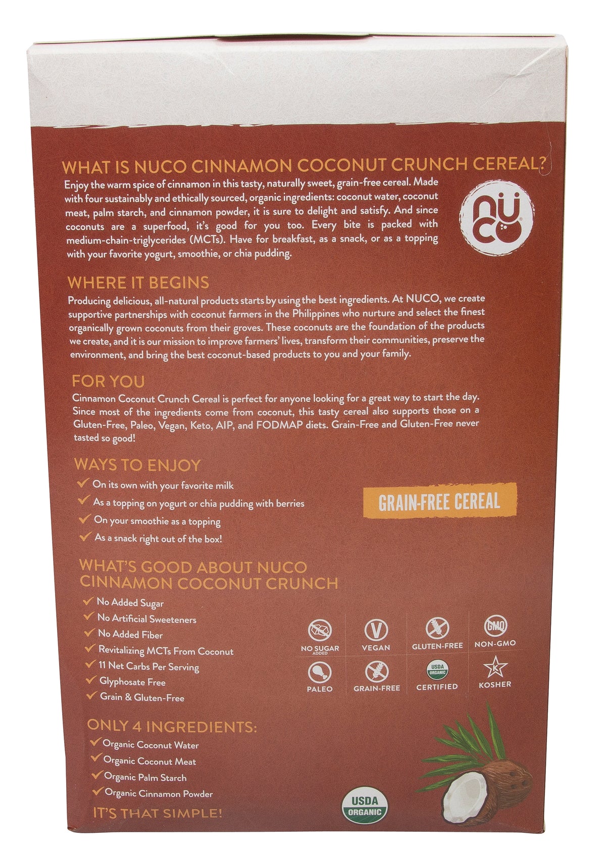 Coconut Crunch Grain Free Cereal, Cinnamon, Organic