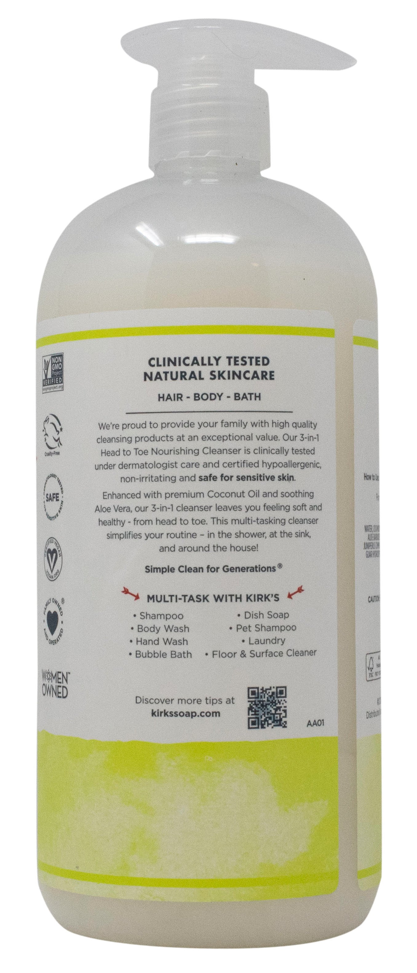 Body Wash, 3 in 1 Head to Toe Nourishing Cleanser, Juniper & Lime