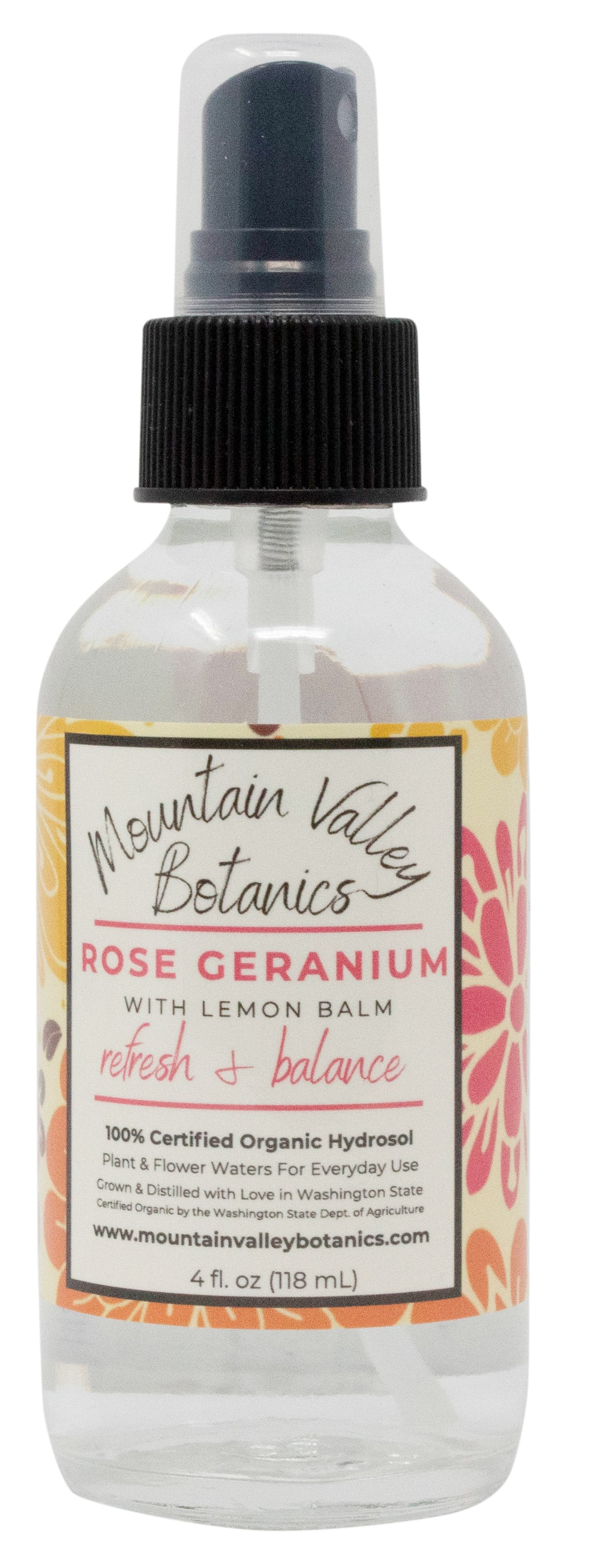 Hydrosol, Rose Geranium & Lemon Balm, Organic