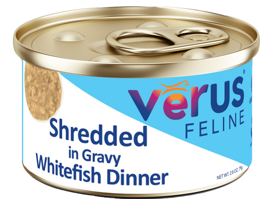 Cat Food, Canned, Shredded Whitefish Dinner