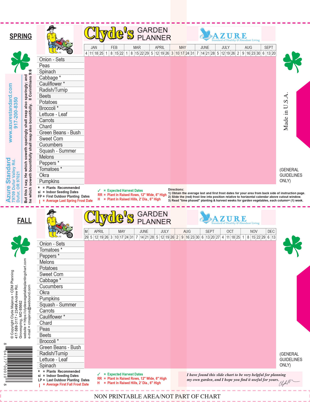 Garden Planner, Vegetable Planting Slide Chart