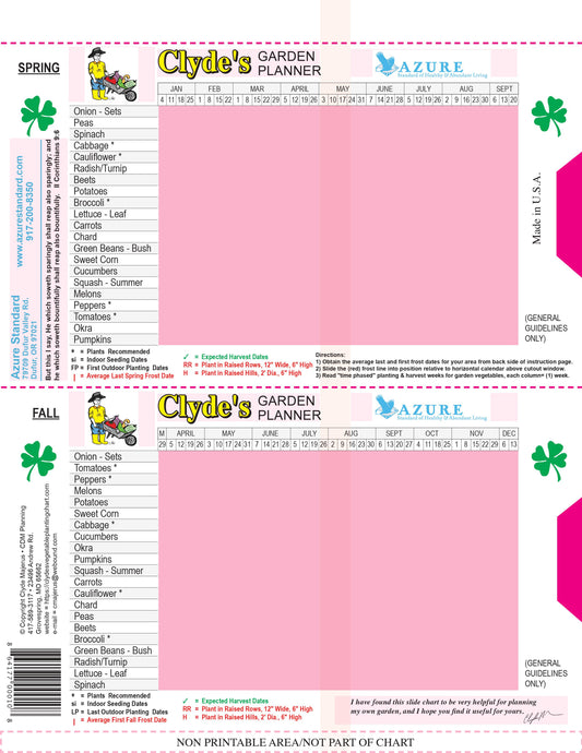Garden Planner, Vegetable Planting Slide Chart