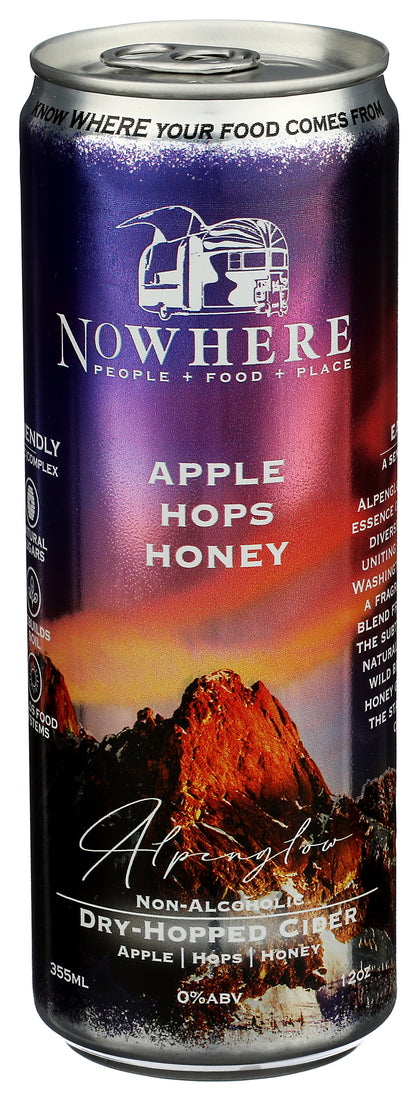 Craft Beverage, Alpenglow, Dry Cider, Apple, Hops, Honey, -Non Alcoholic