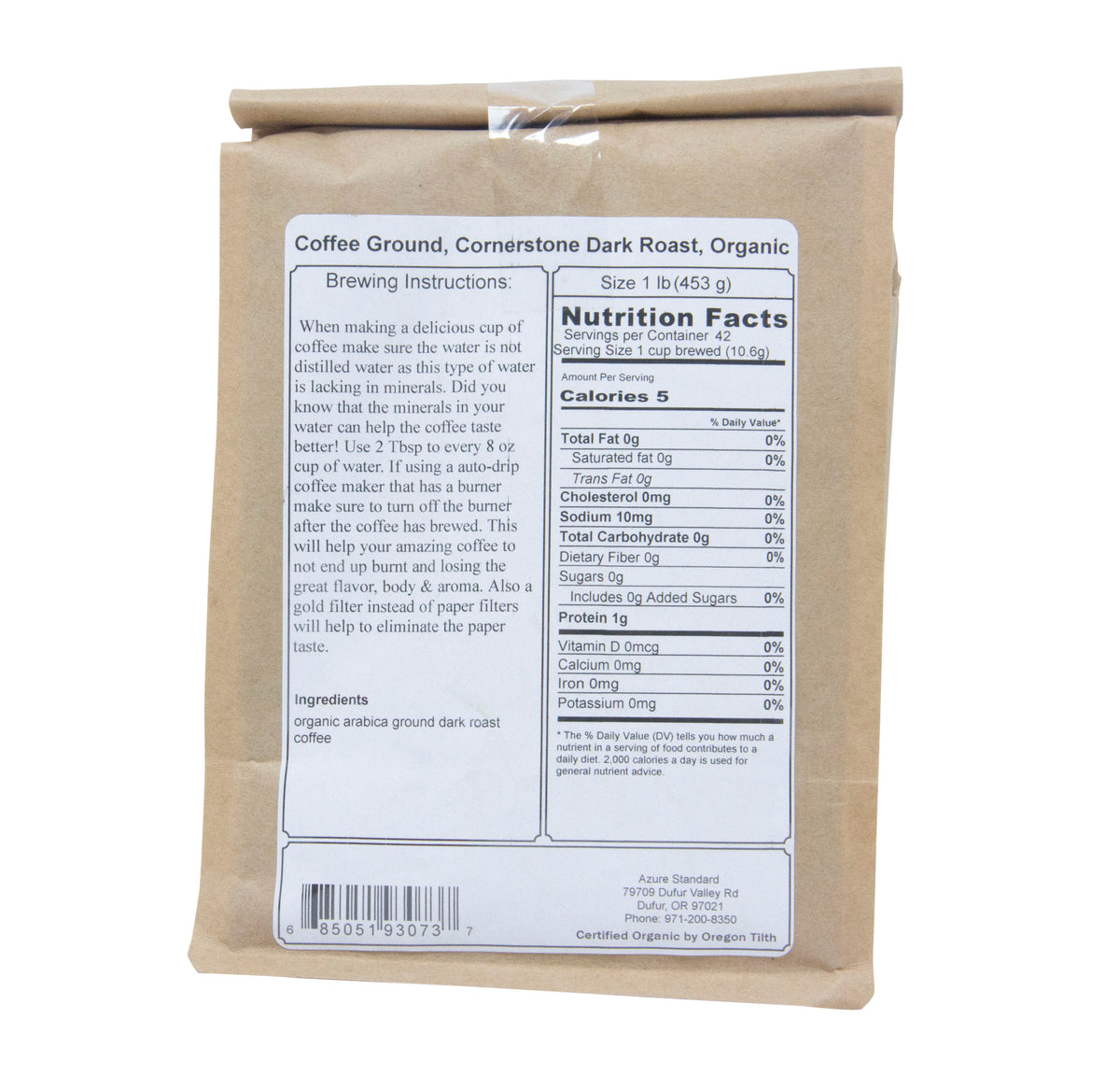 Coffee Ground, Cornerstone Dark Roast, Organic