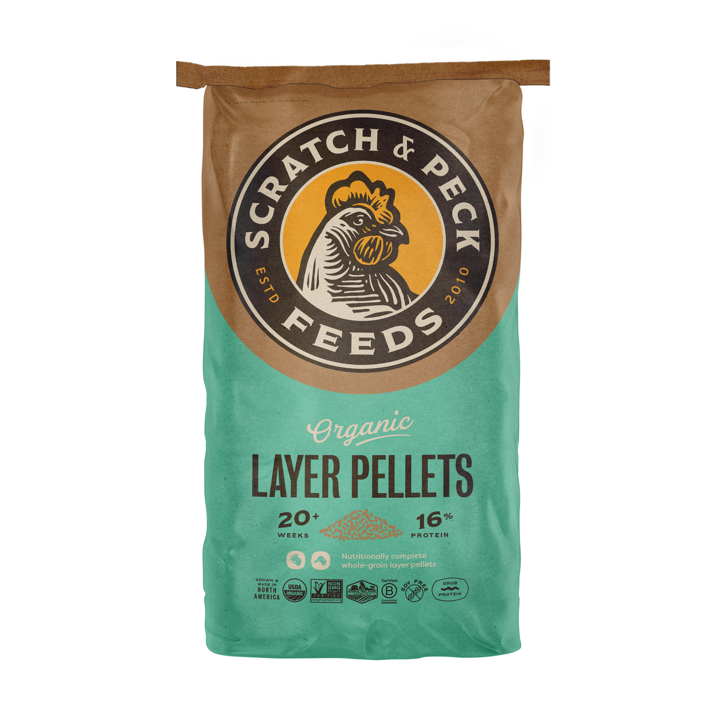Chicken and Duck Feed, Layer Pellets 16%, Grub Protein, Organic