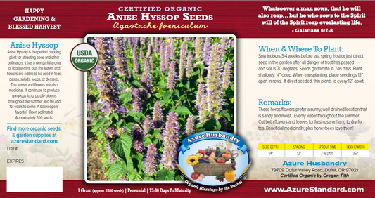 Anise Hyssop Seed, Organic