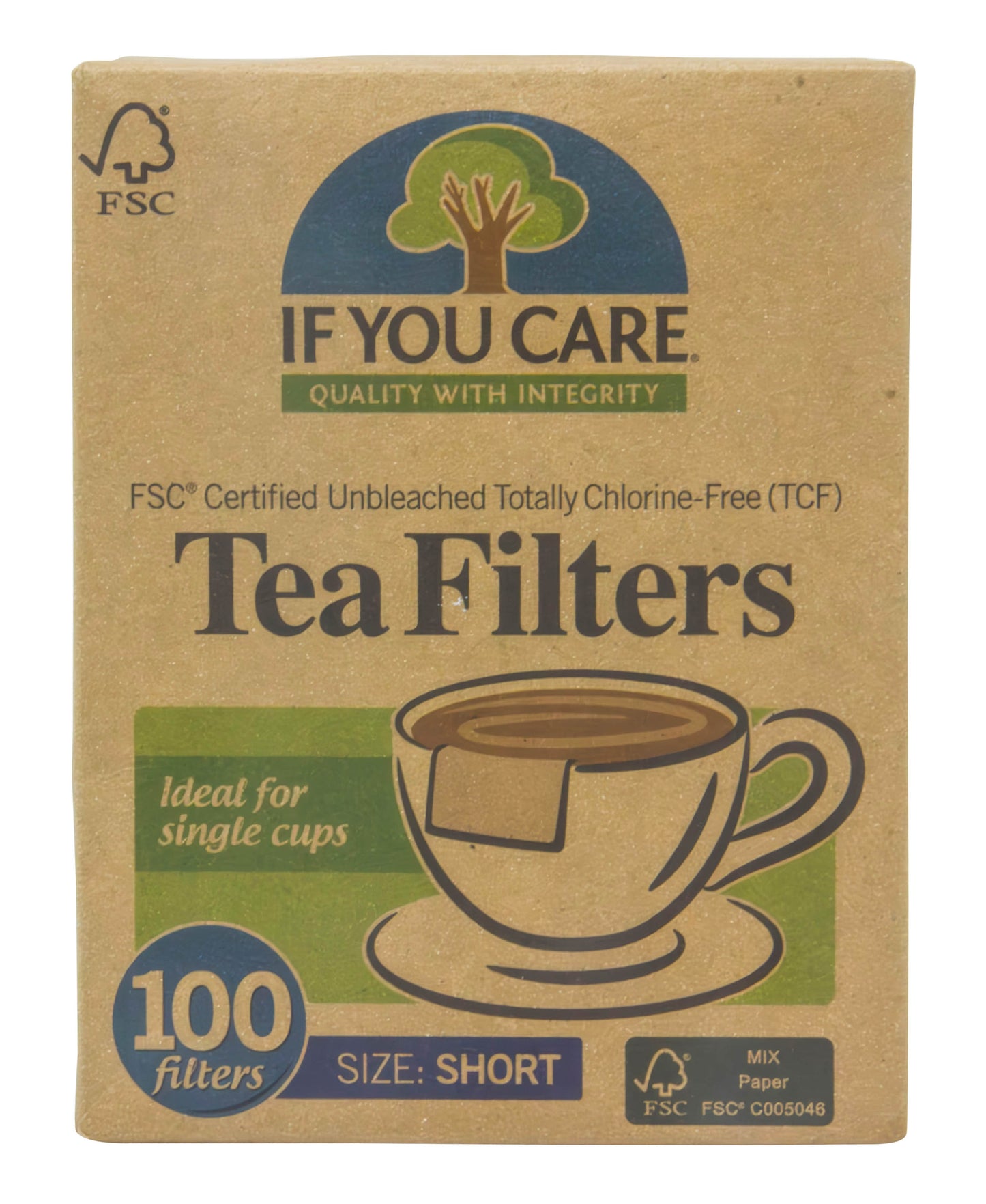 Tea Filters, Short, Unbleached