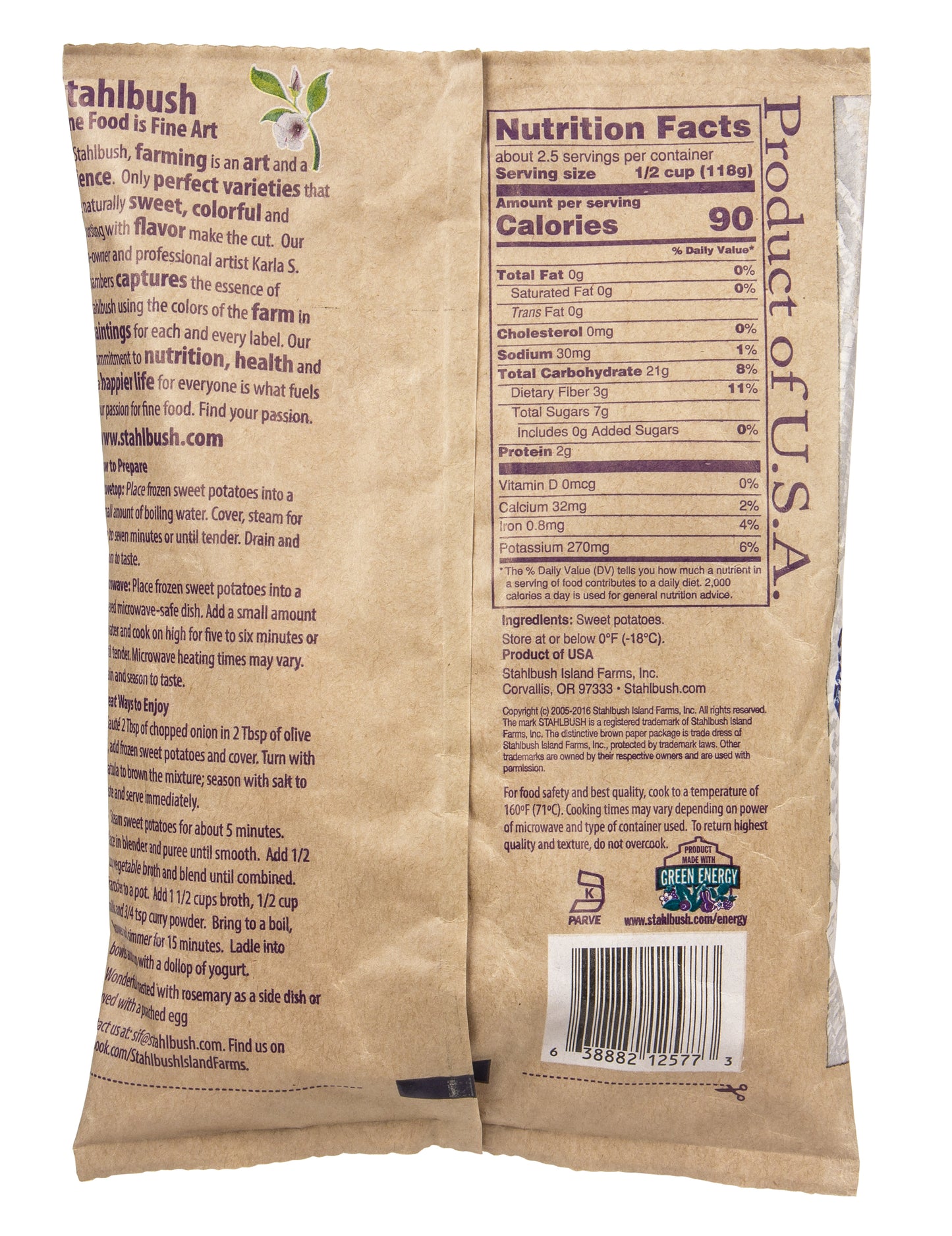 Sweet Potatoes, Diced, Frozen