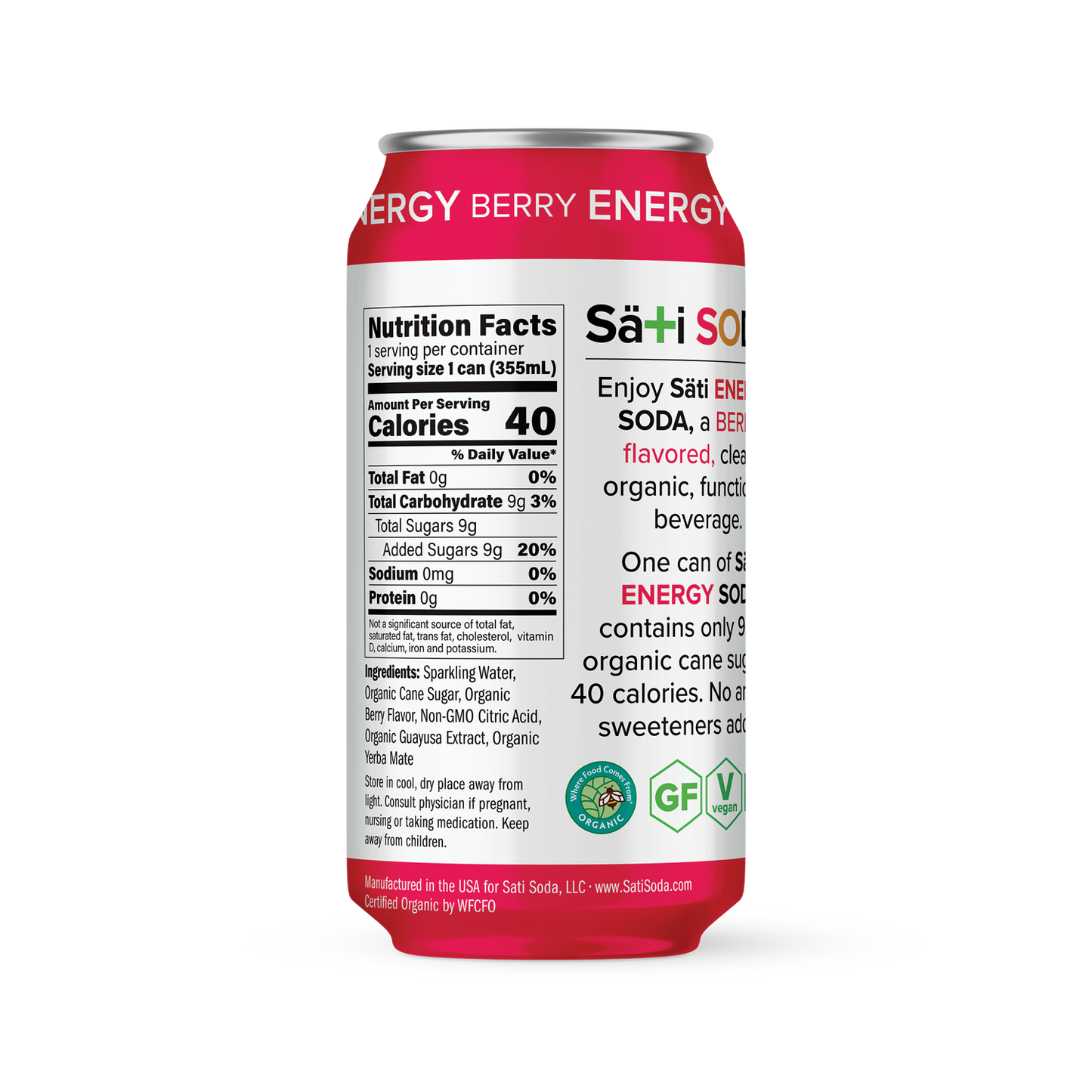 Energy, Berry Soda, Organic
