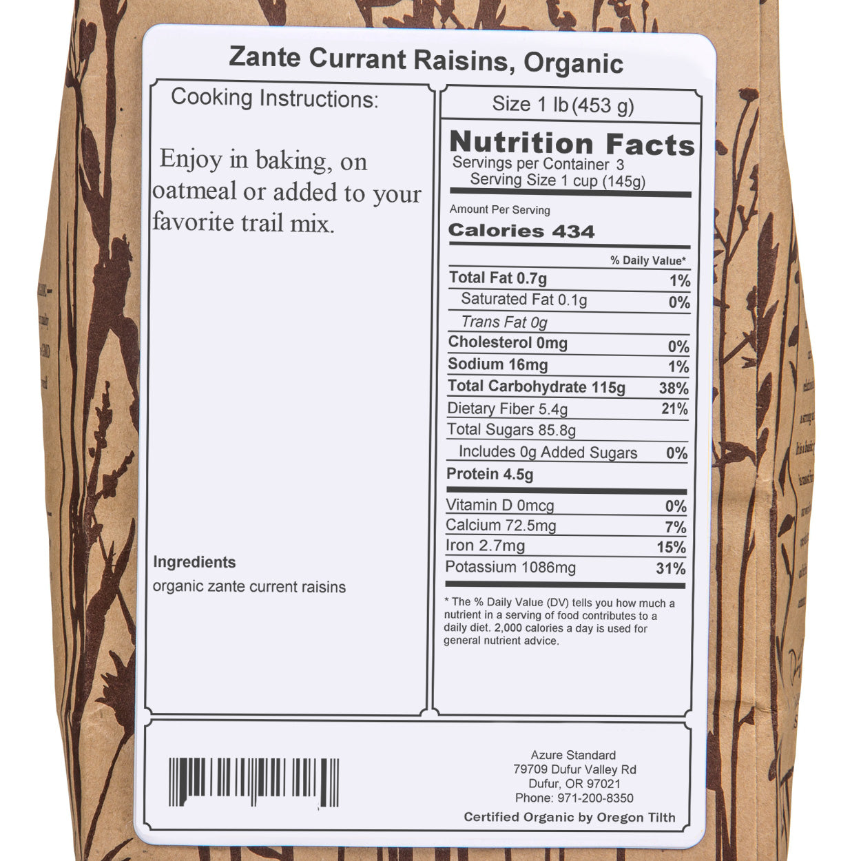 Zante Currant Raisins, Organic