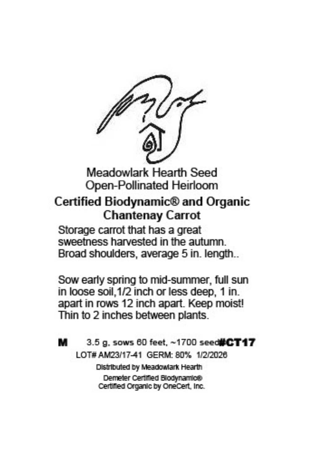 Chantenay Carrot Seed, Organic