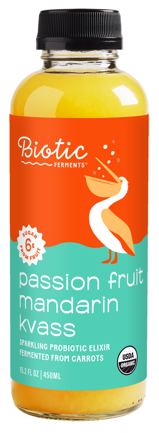 Probiotic Kvass, Sparkling Passion Fruit Mandarin, Organic